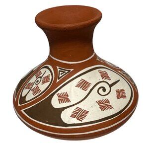 Clay Pottery Vase Quibor Lara Folk Art Venezuela 3.5"